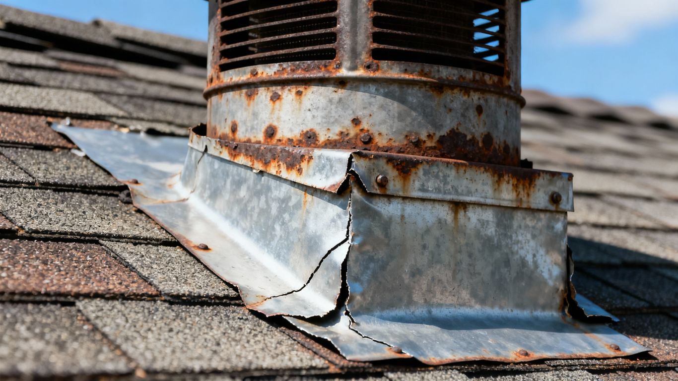 Roof flashing inspection for winter weather protection.