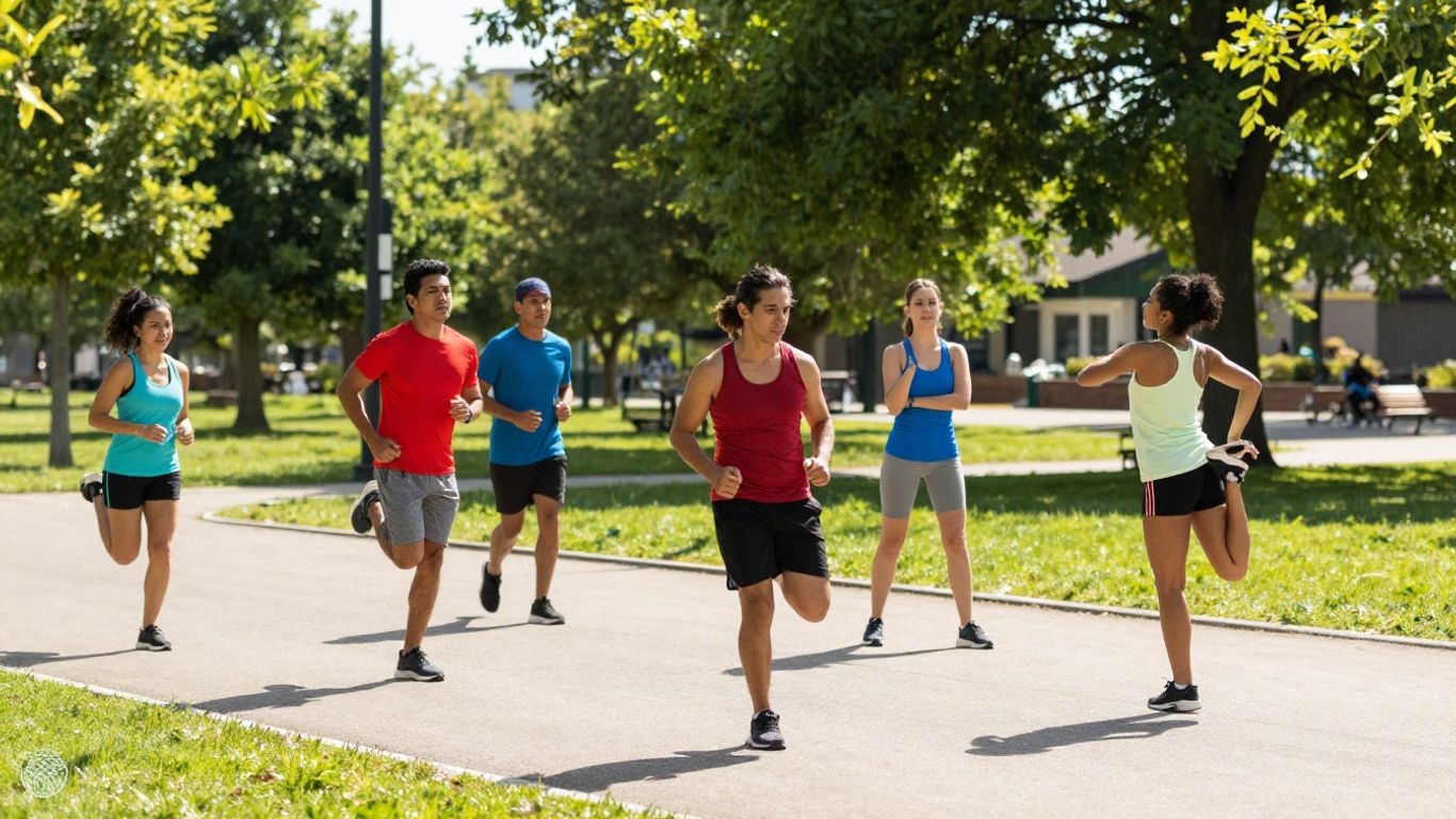 People exercising outdoors for weight loss.