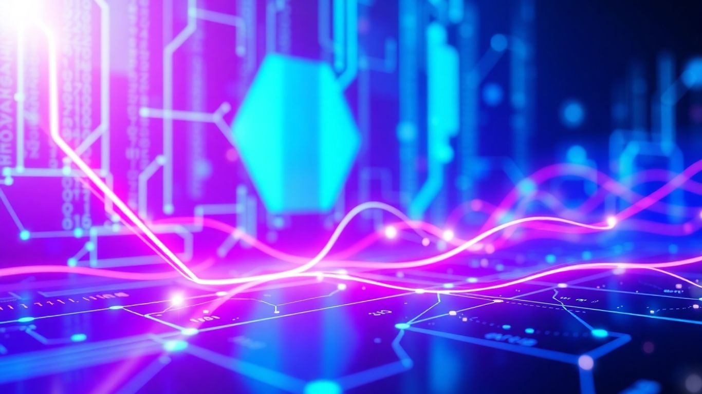 Modern AI interface with glowing blue and purple elements.