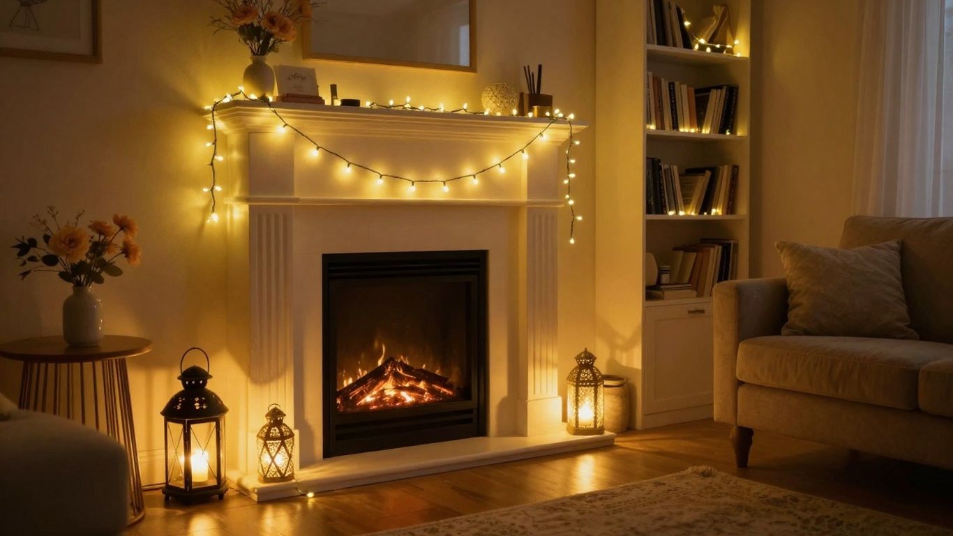 Magical fairy lights and lanterns creating a warm, inviting home atmosphere.