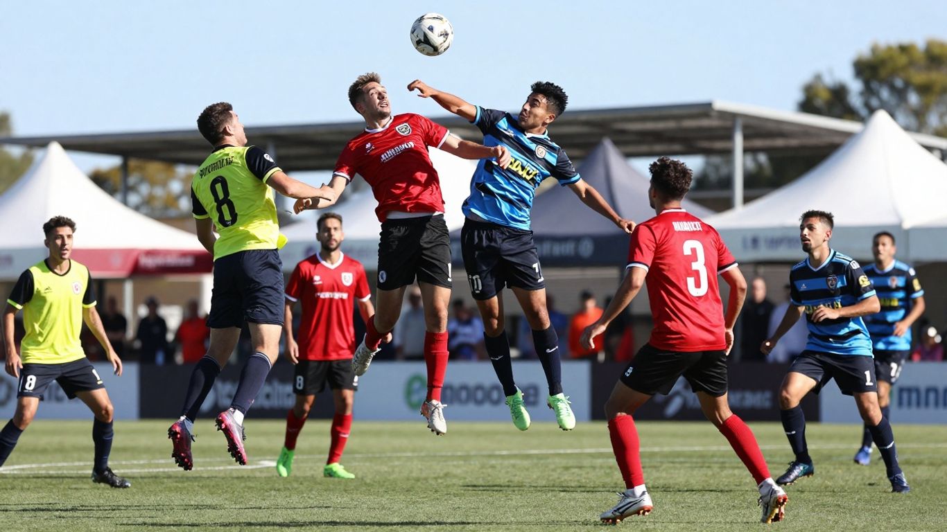 Fremantle 5-a-side football players in action on pitch.