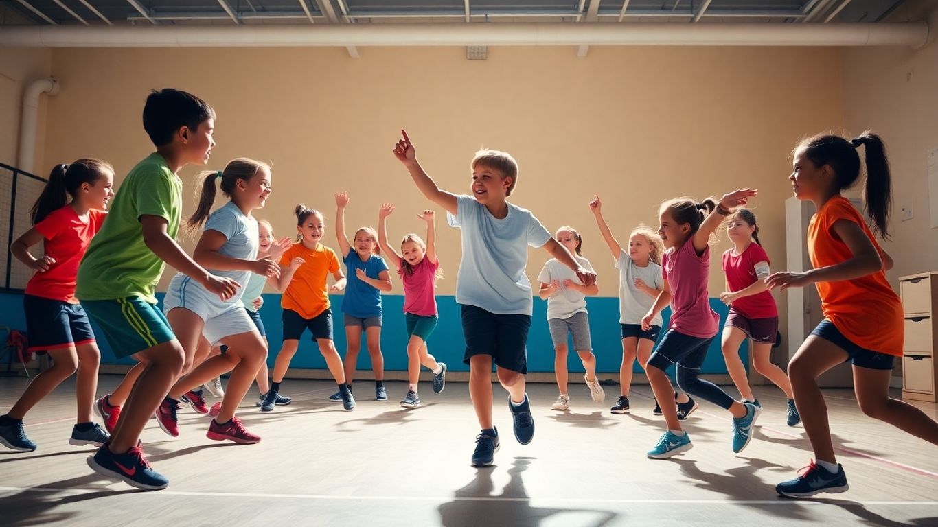 Sch&uuml;ler bei sportlichen Aktivit&auml;ten im Unterricht