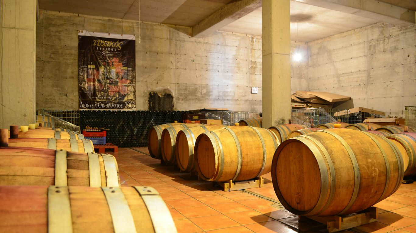 a room with barrels