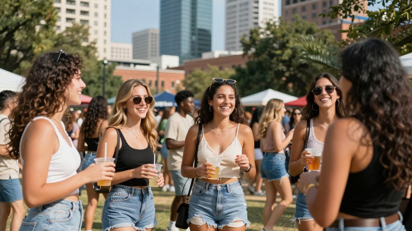 Attractive women in Austin, Texas enjoying the city.
