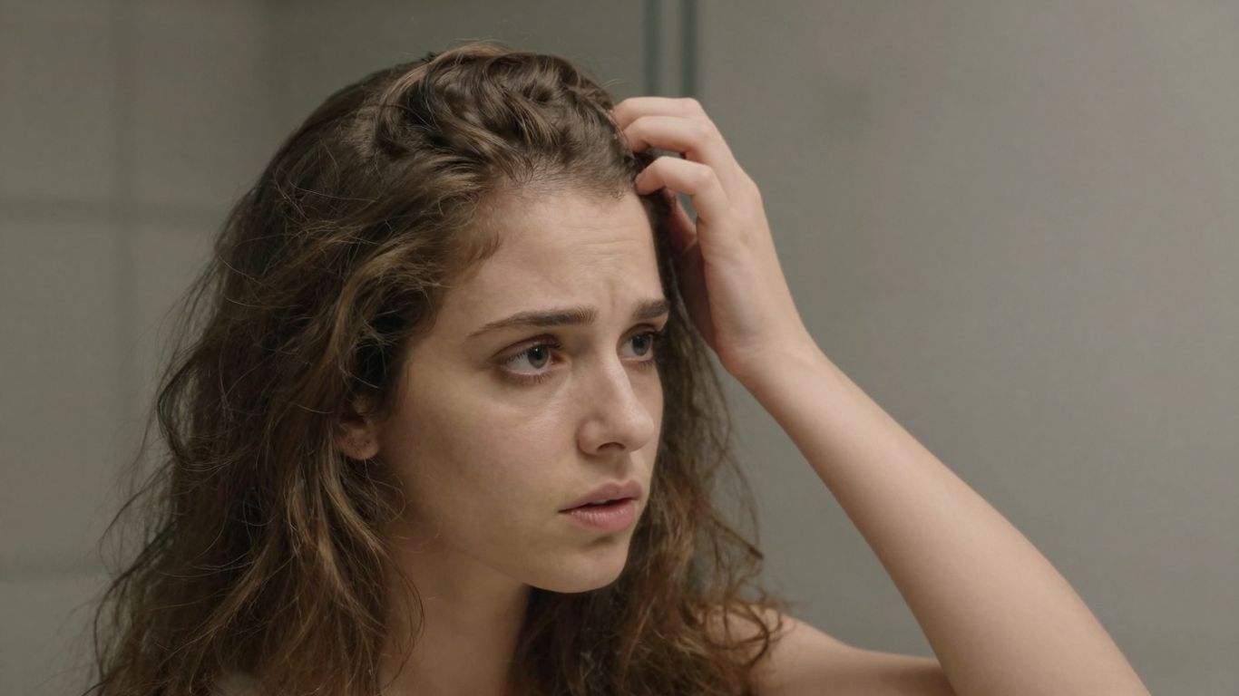 Young woman concerned about hair thinning