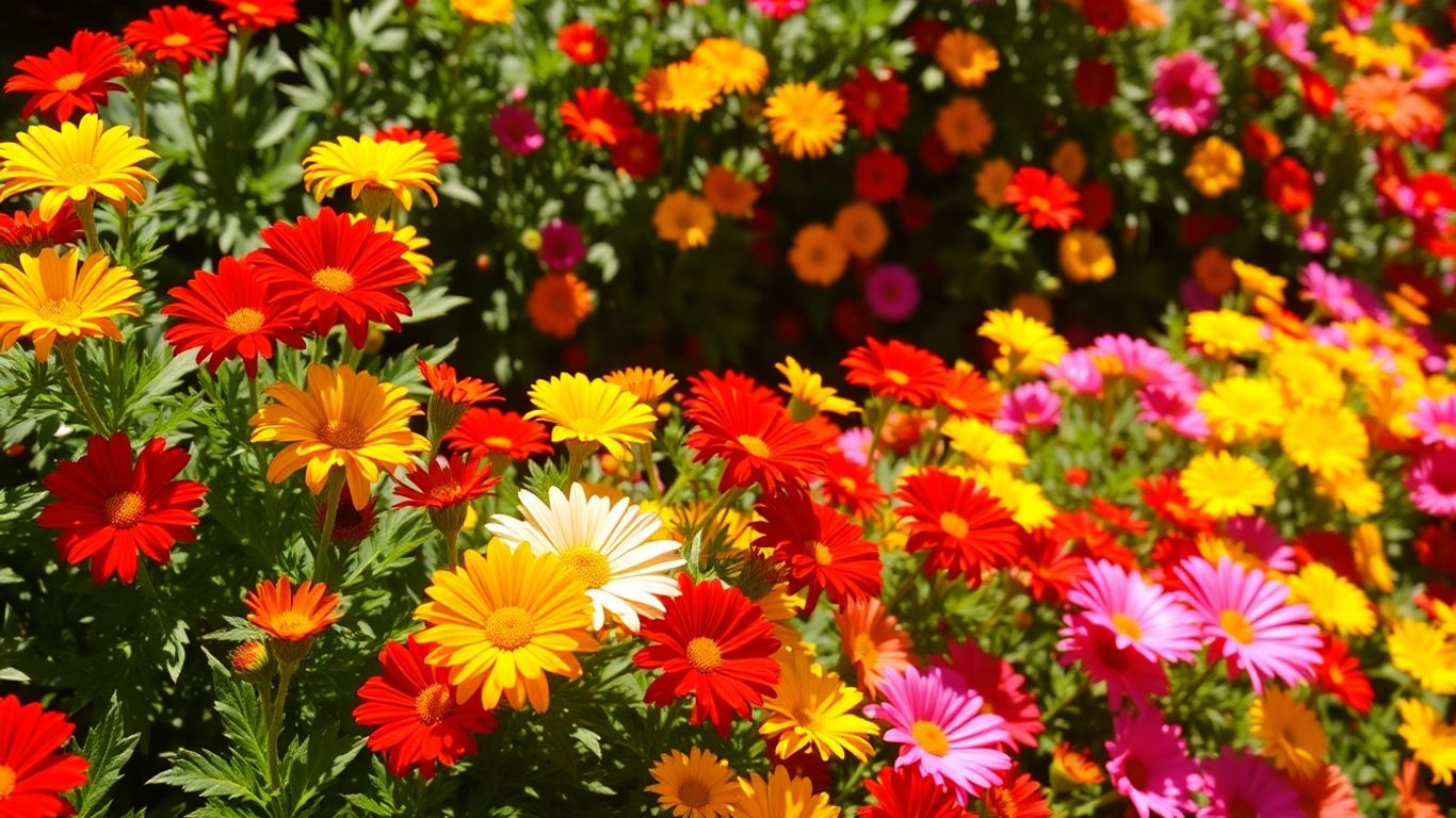 Flores coloridas e ensolaradas florescendo o ano todo.