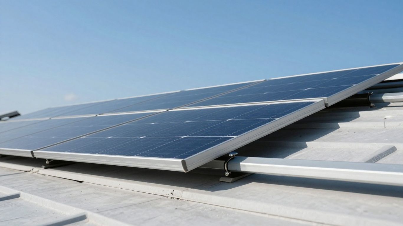 Modern solar panel on a sunny roof.