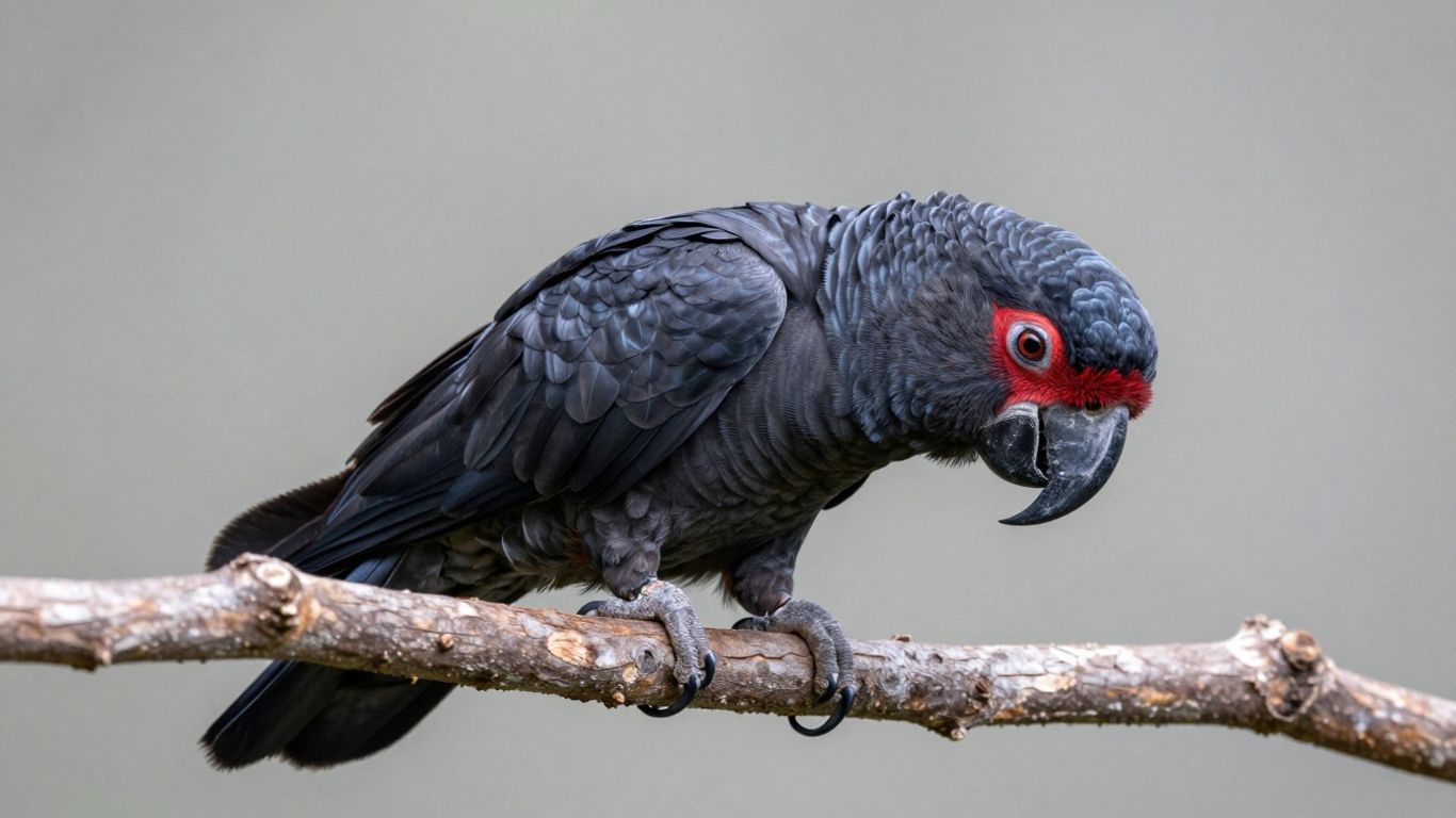 Black Palm Cockatoo with red cheek patches.