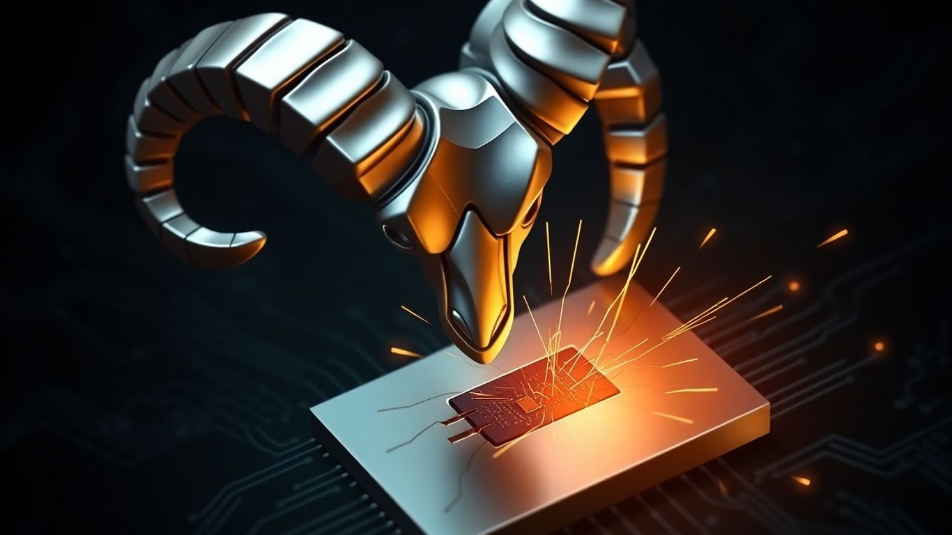 Digital ram attacks cracked microchip, cloud security breach.