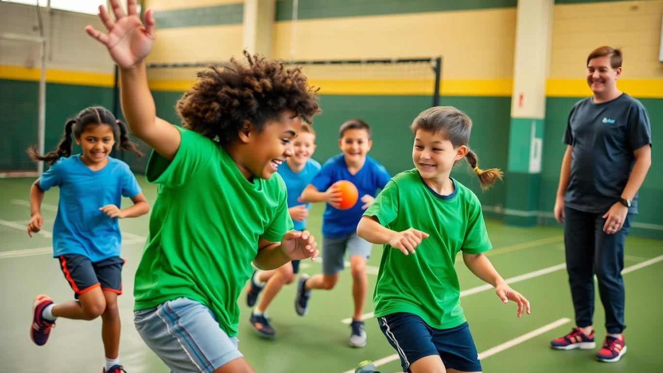 Schüler in Bewegung beim Sportunterricht