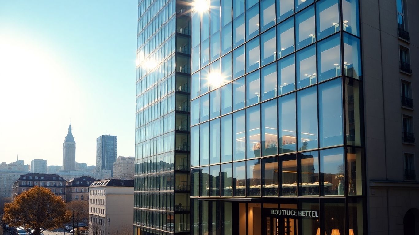 Boutique-Hotel mit Glasfassade in europäischer Metropole