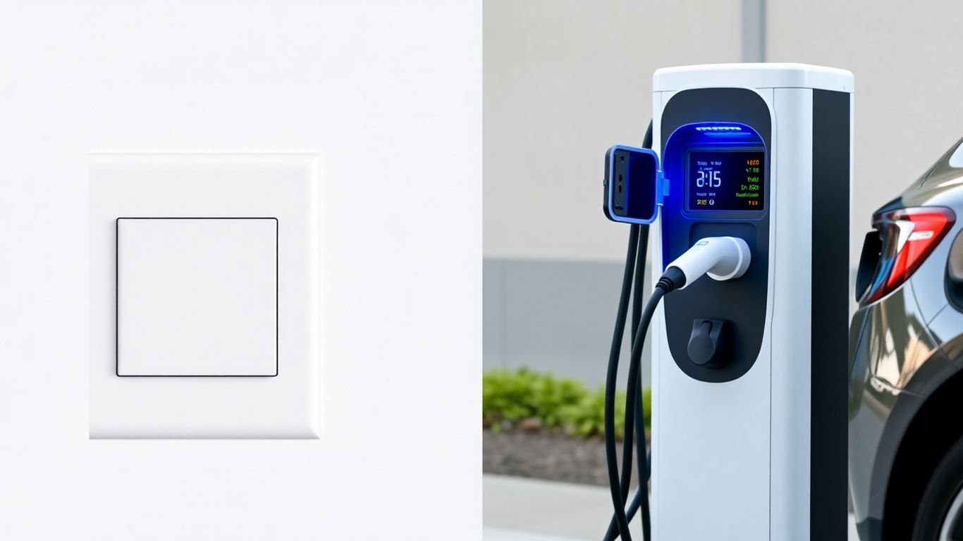 Borne de recharge électrique comparée à une prise standard.