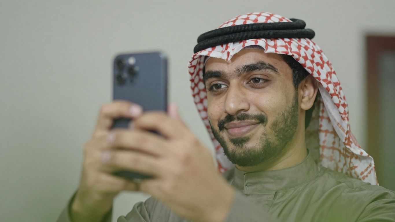 Person taking an inspirational selfie with a smartphone.