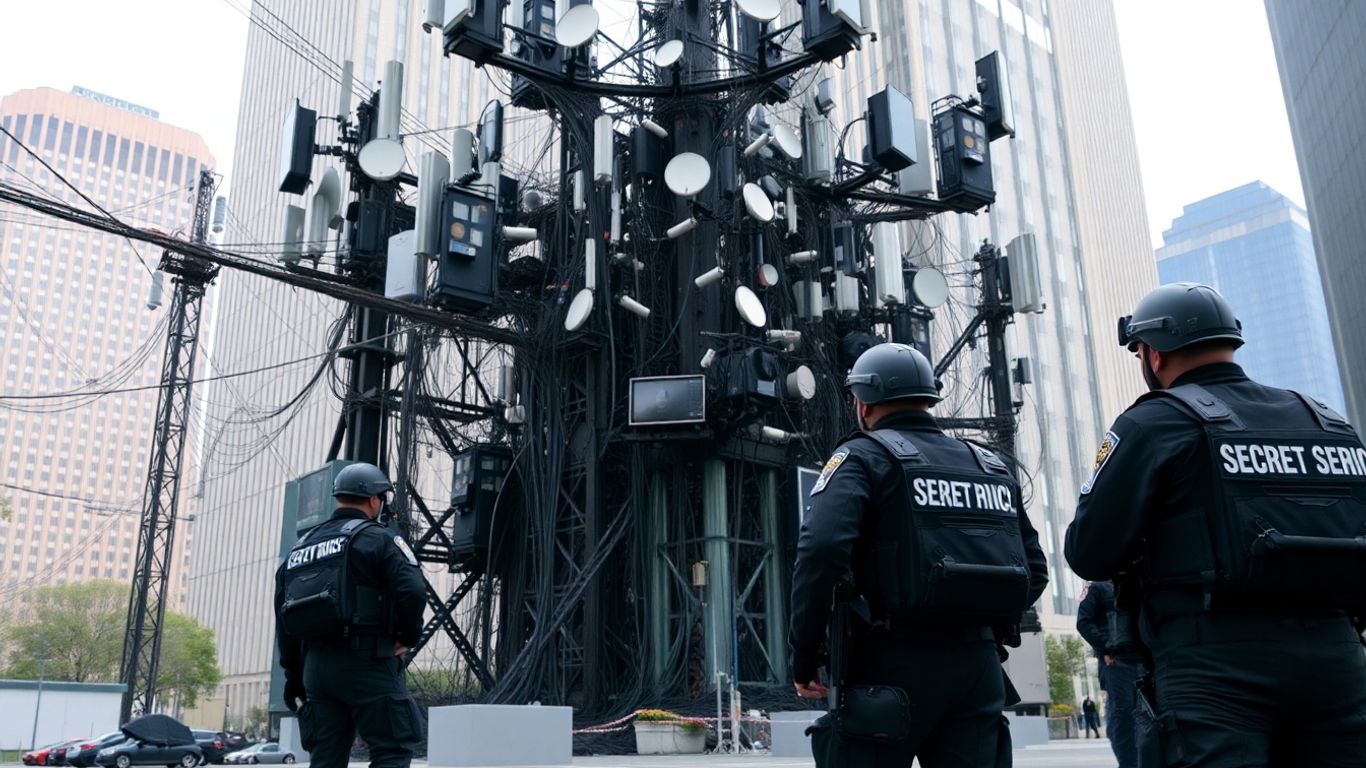 Secret Service agents at dismantled telecom network near UN