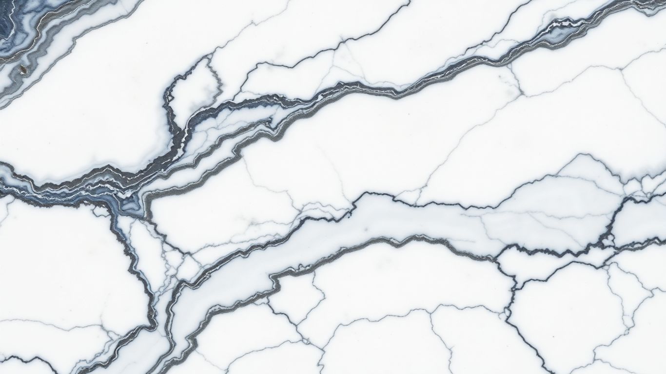White onyx marble with dark, flowing veins.