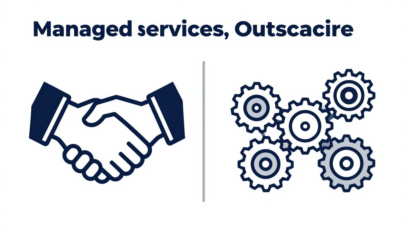Infographic comparing managed services and outsourcing business models.