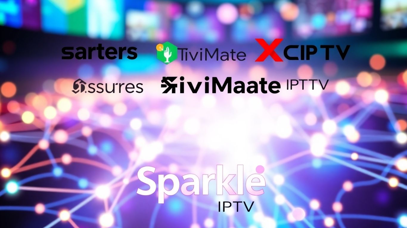 IPTV player logos and Sparkle IPTV interface