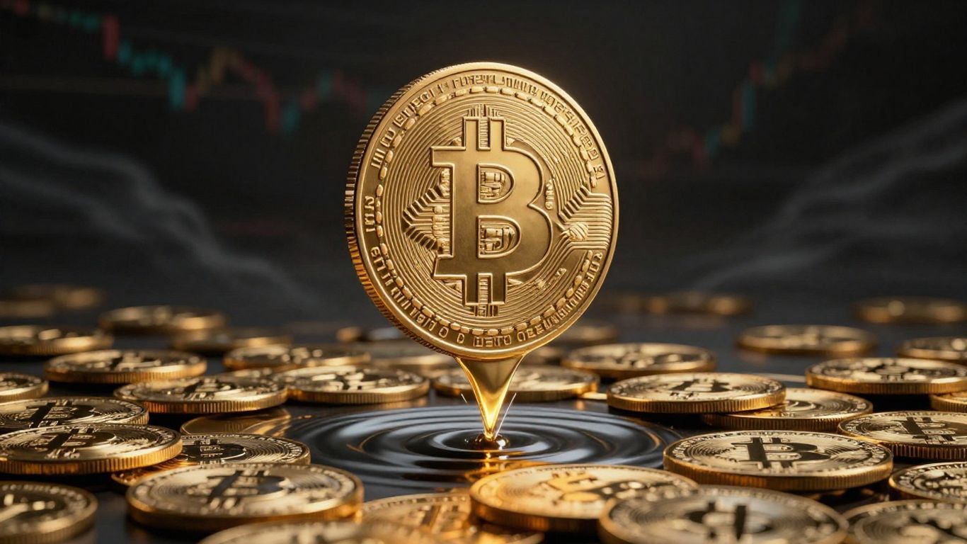 Bitcoin plunging downwards amidst other cryptocurrencies.