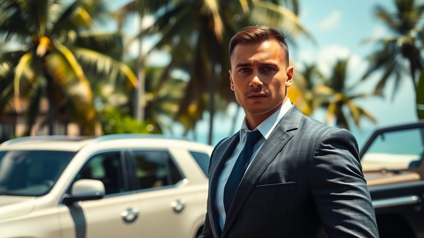 Celebrity bodyguard protecting VIP in Bali.