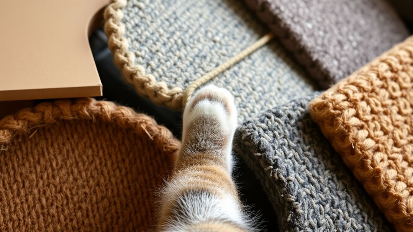 DIY cat scratch board with various textures and shapes.