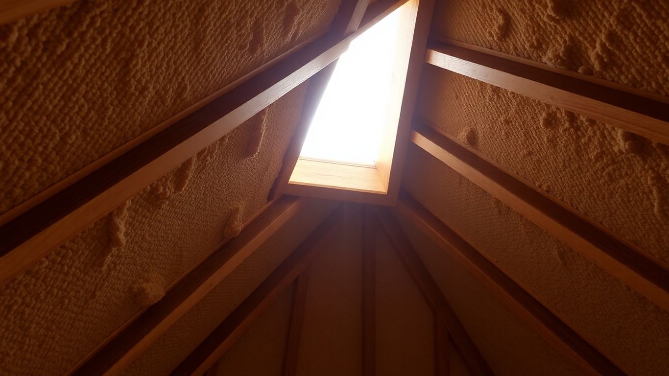 Dämmmaterial zwischen Dachsparren im Einbau