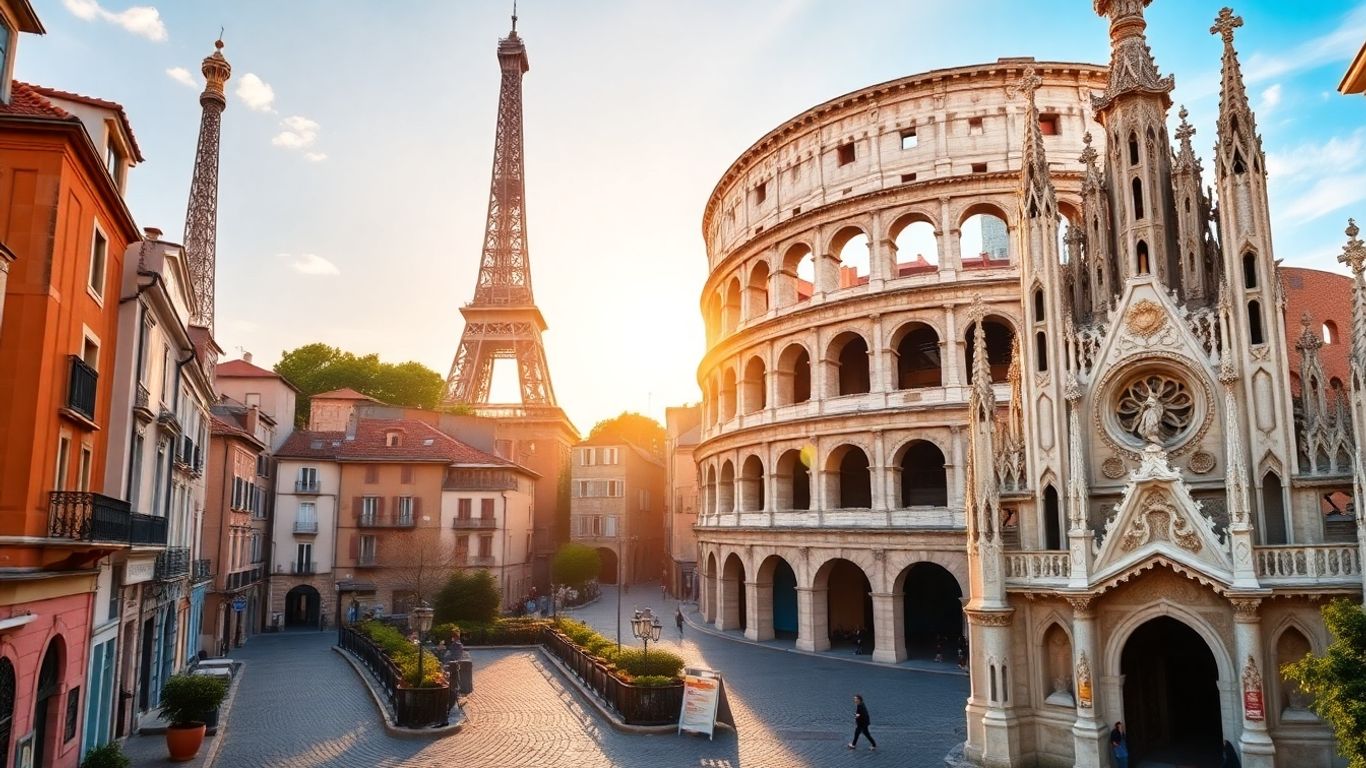 Affordable European landmarks and charming streets.
