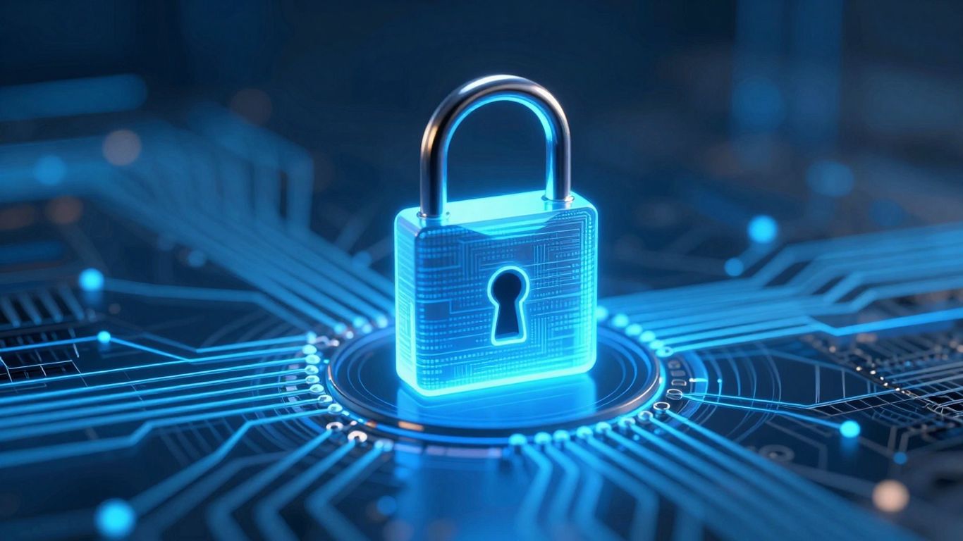 Digital padlock securing a network of circuits.