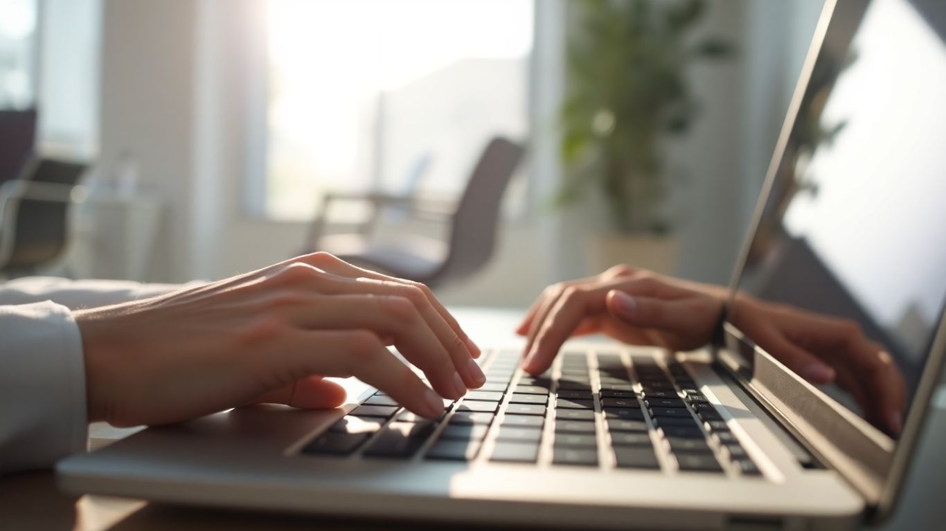 มือพิมพ์บนคีย์บอร์ดคอมพิวเตอร์