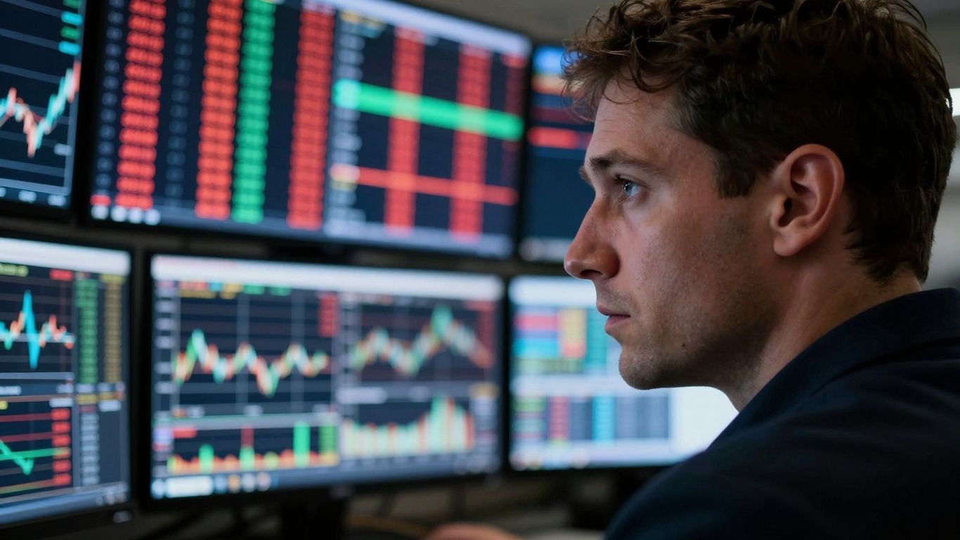 Trader focused on stock market data
