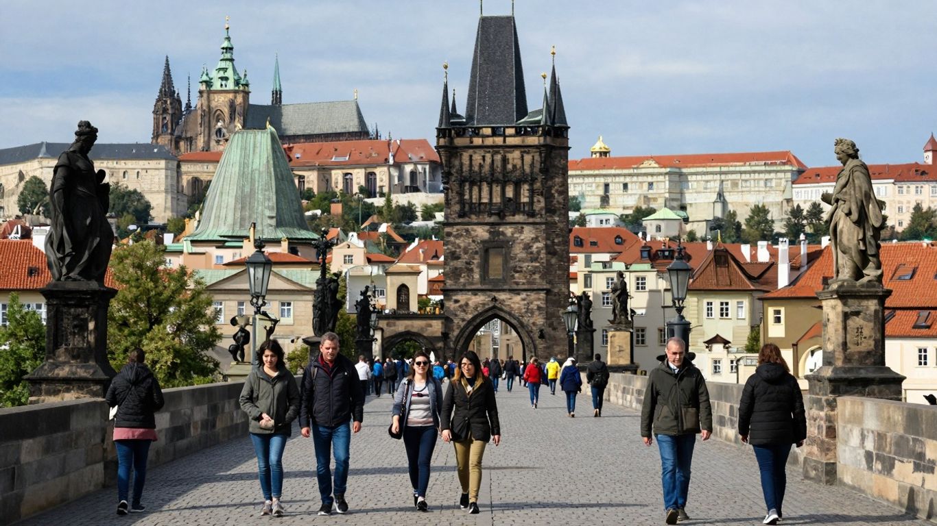 Most Karola w Pradze z Zamkiem Praskim