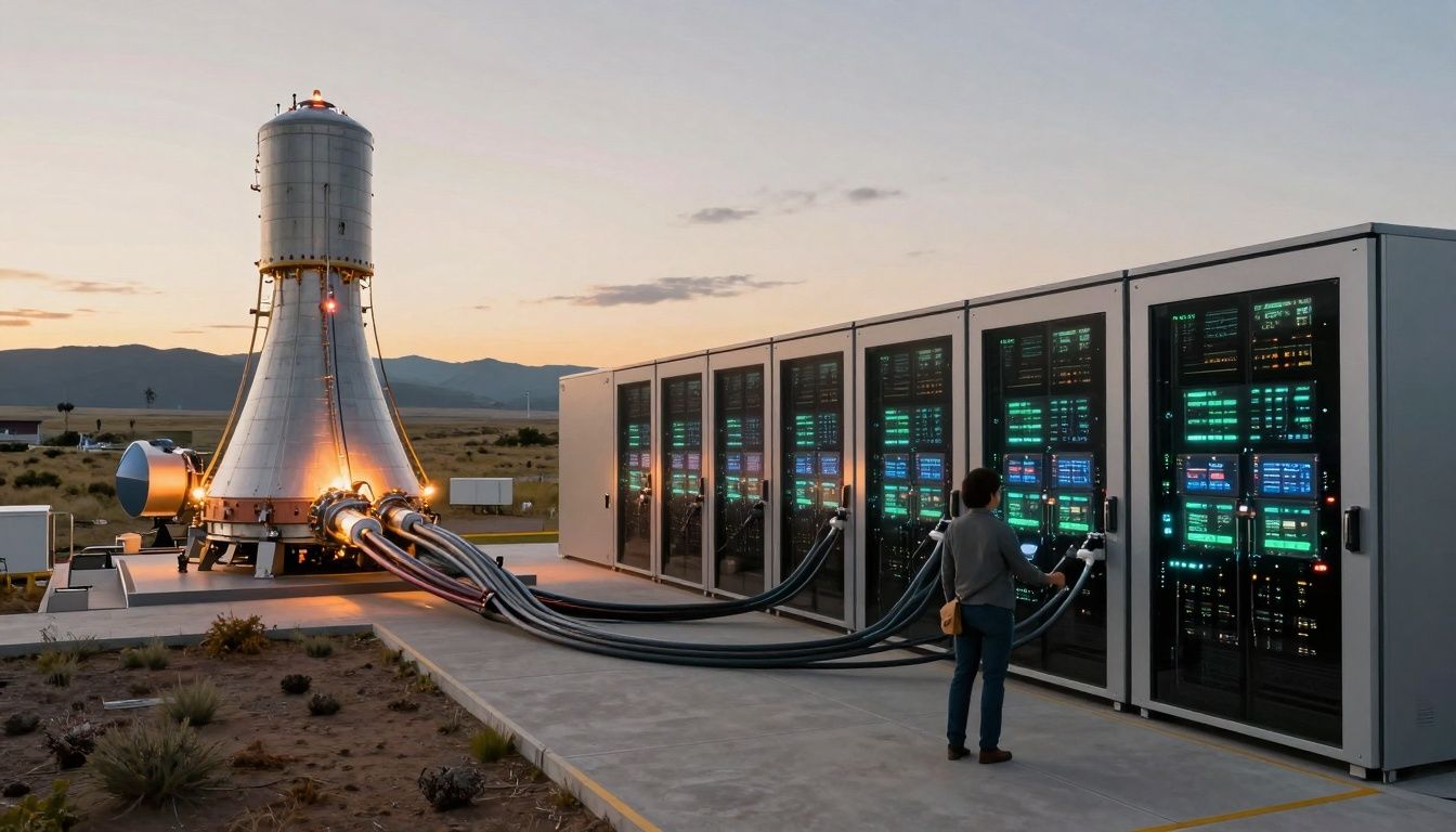 Nuclear reactor powering an AI data center on federal land.