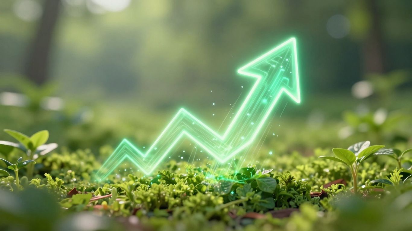 Digital marketing growth strategy upward arrow