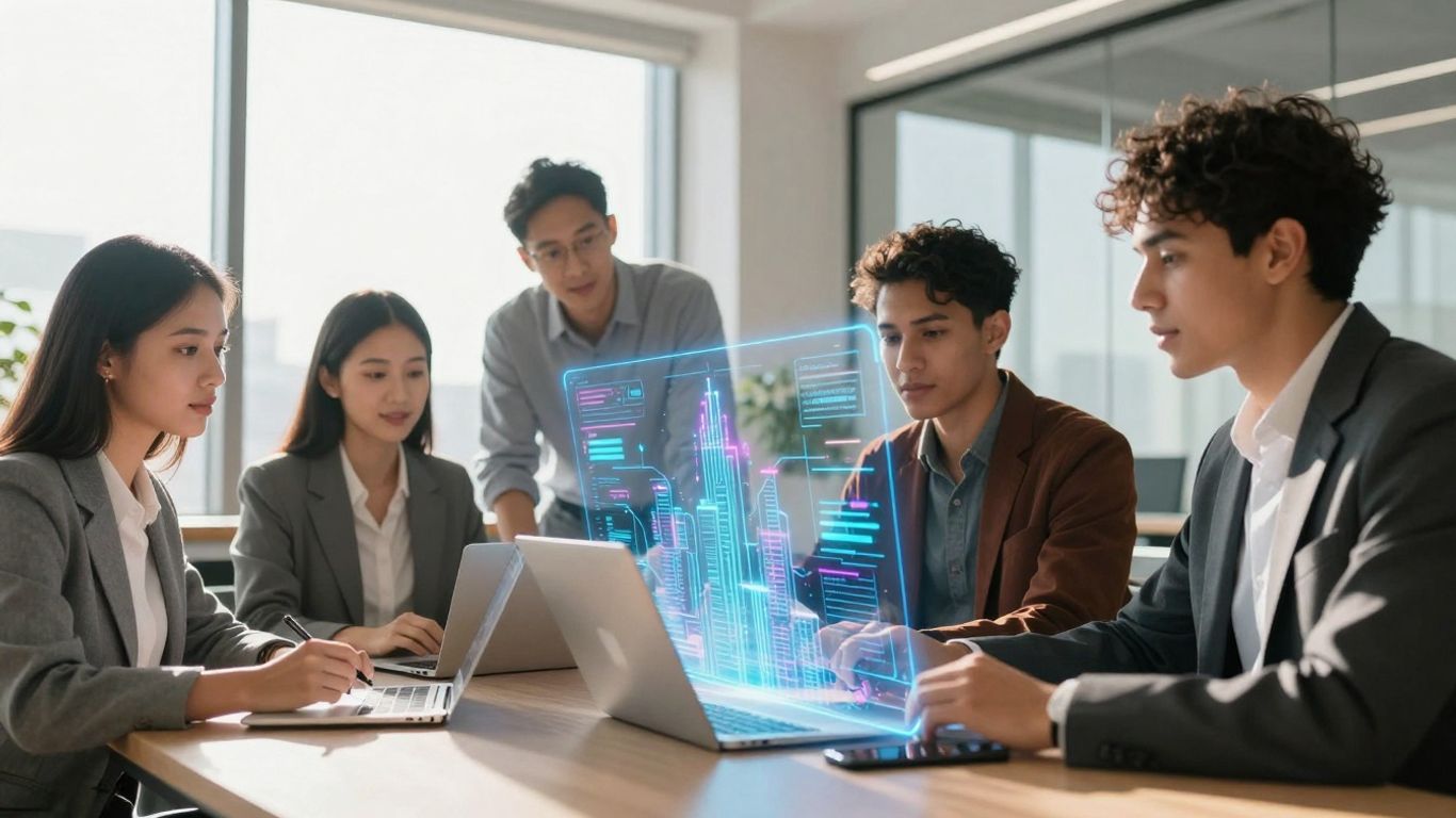 Australian tech innovators collaborating on future technology.