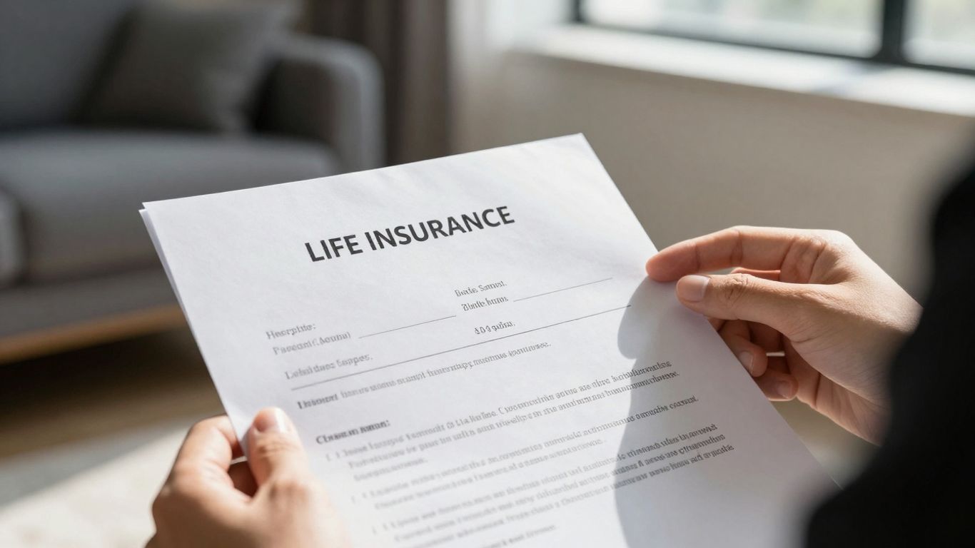 Person reviewing life insurance policy document
