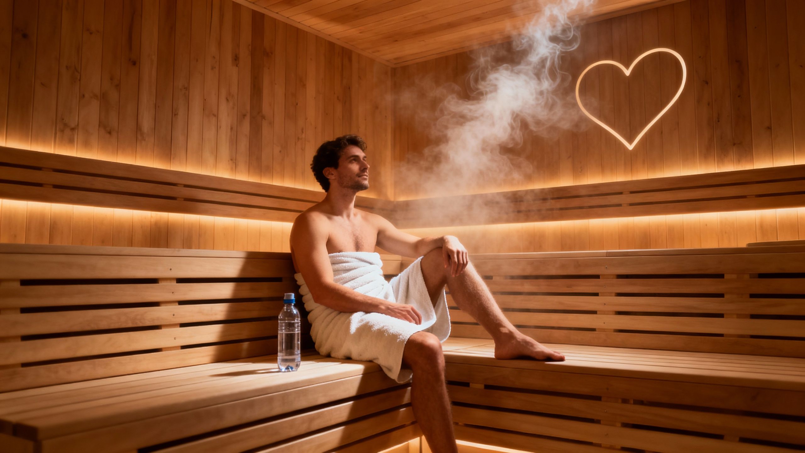 Person relaxing in a modern sauna for heart health