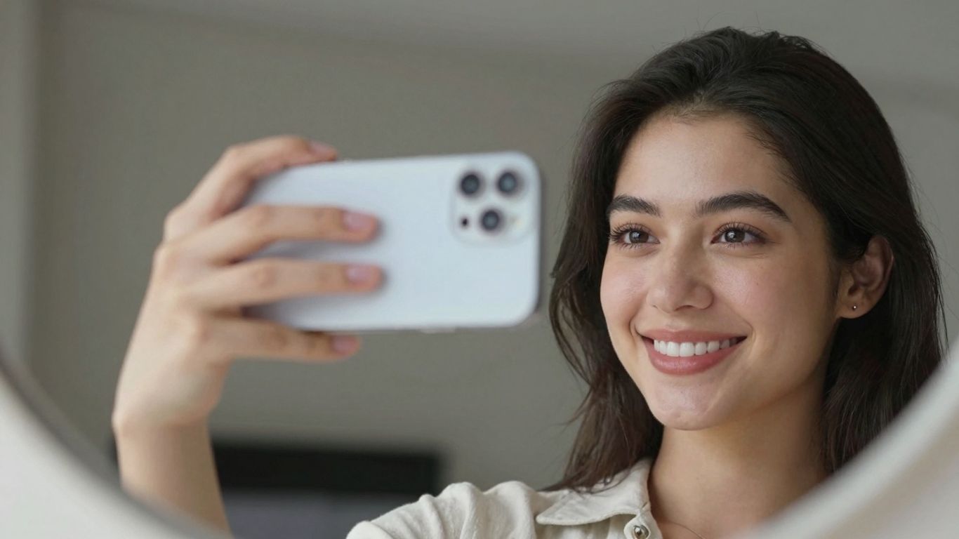 Woman taking a selfie with a smartphone.