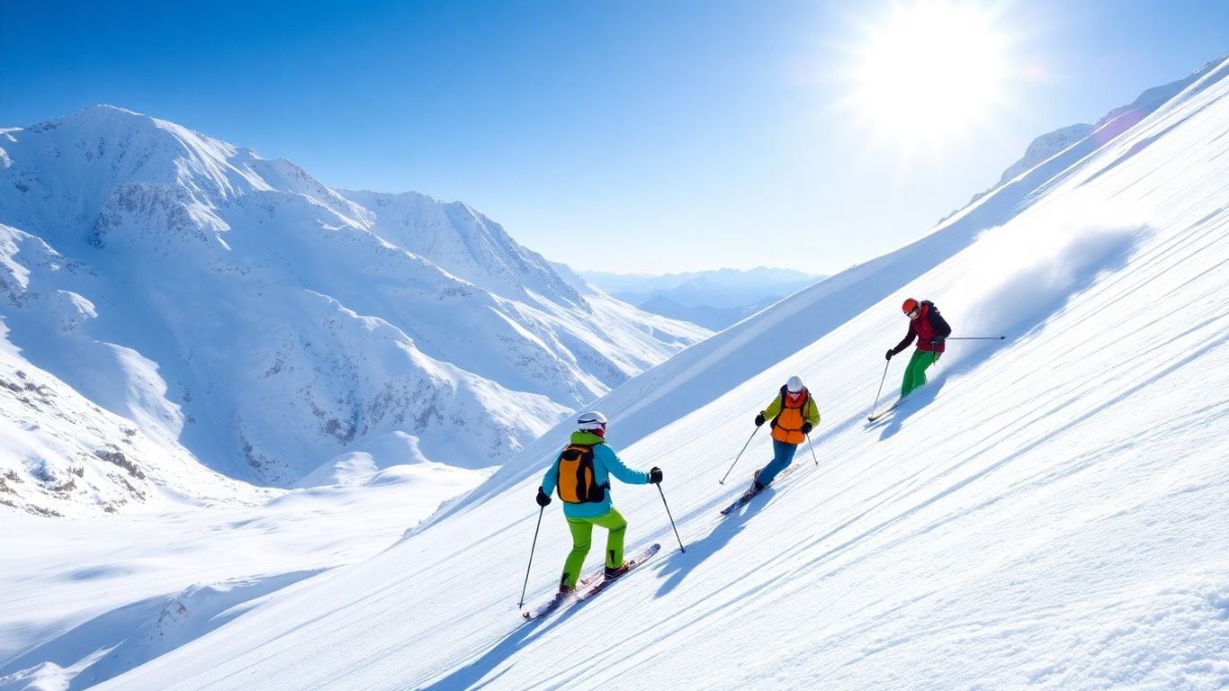 Skiërs en gids op off-piste helling in de Zwitserse Alpen