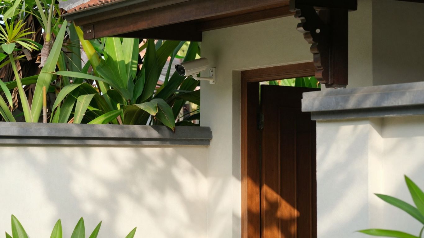 Discreet security camera at a Balinese villa.