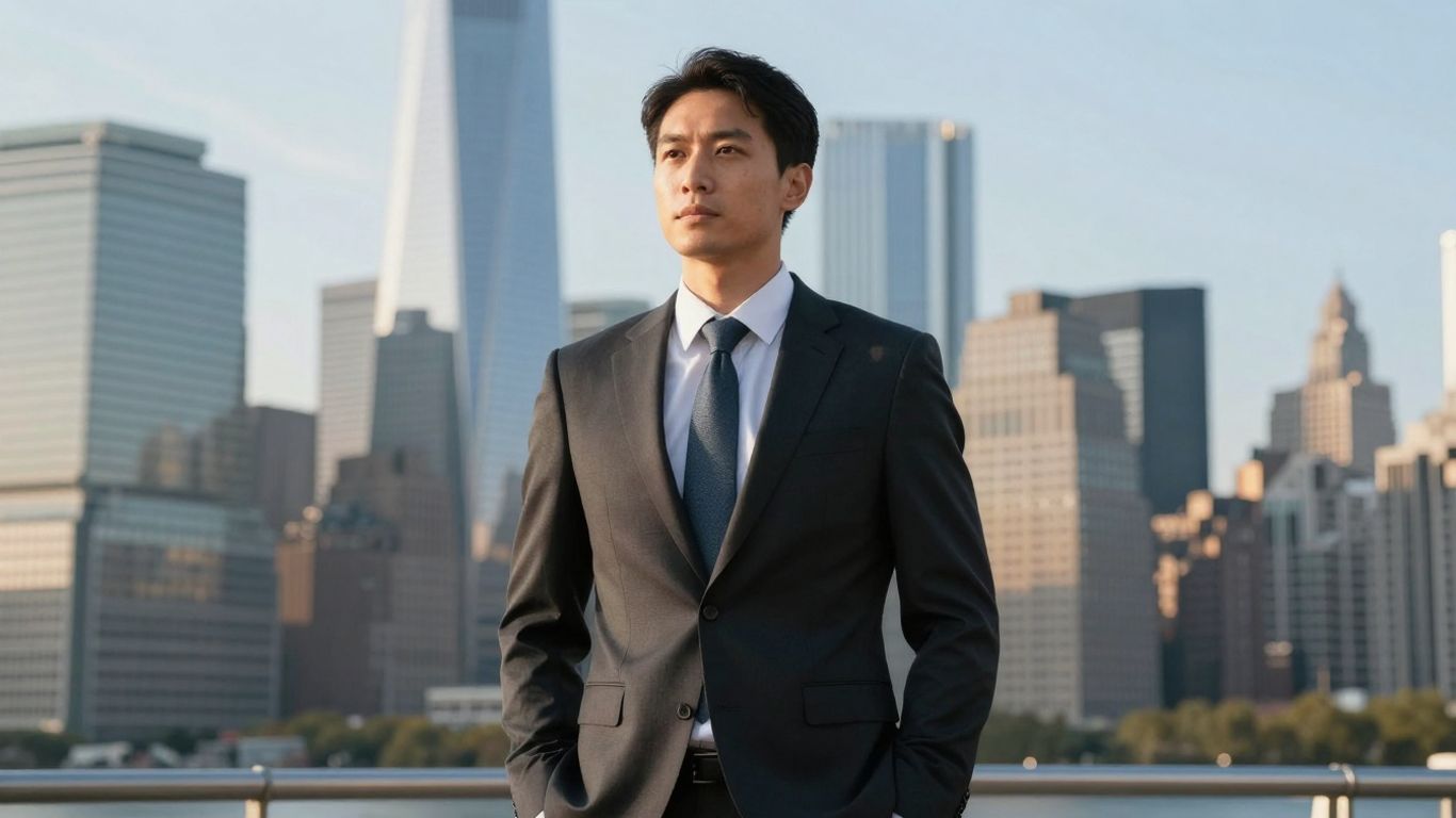 New York City skyline with a finance professional.