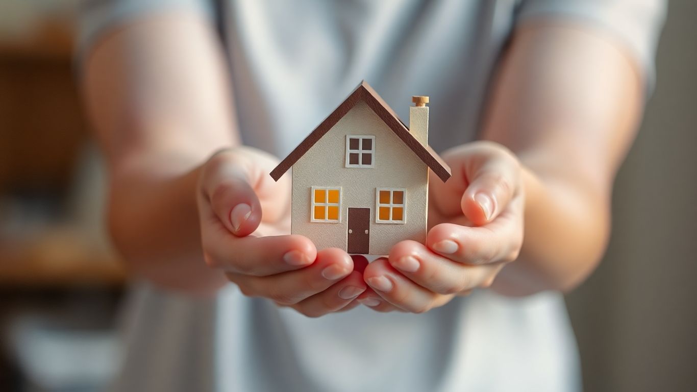 Mâini protejând o casă mică