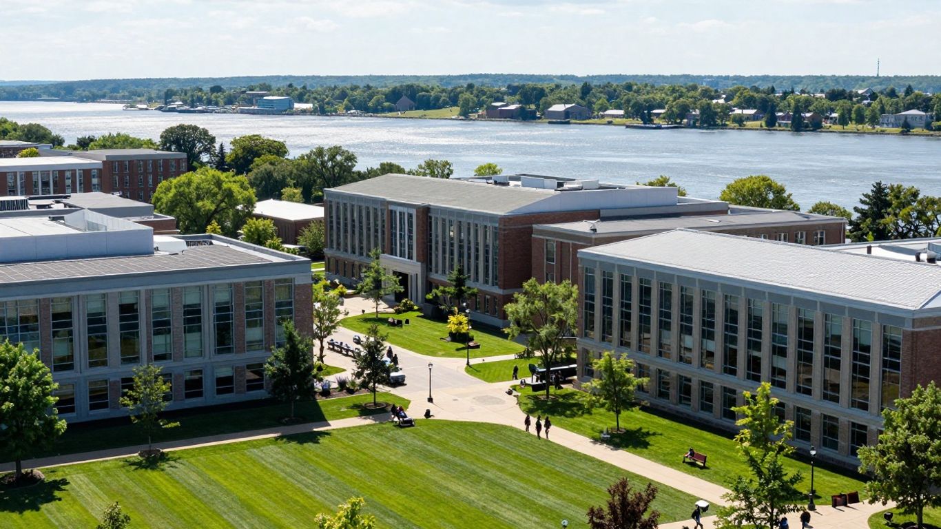 Stevens Institute of Technology campus with river view