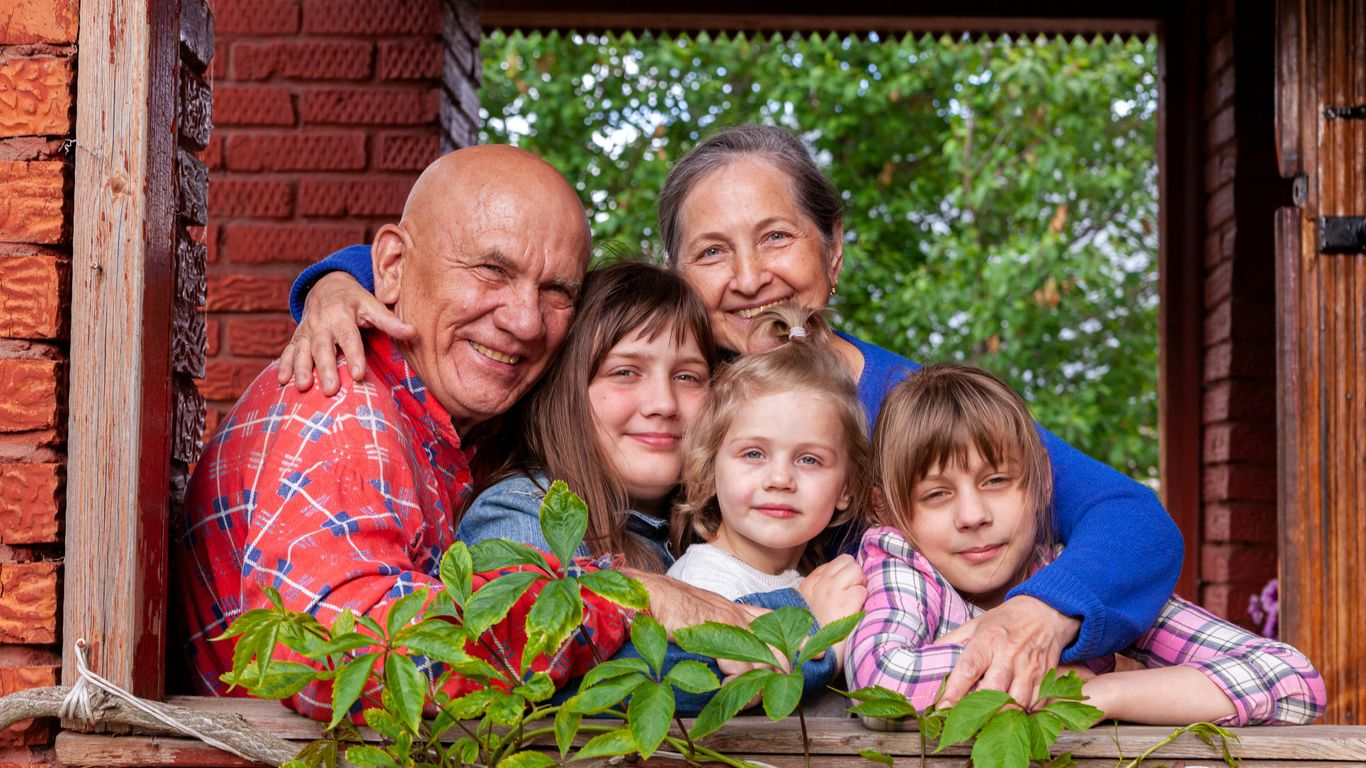 a family posing for a picture