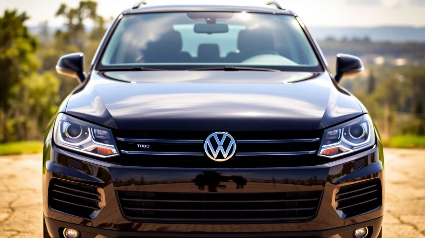 Black Volkswagen Touareg front view