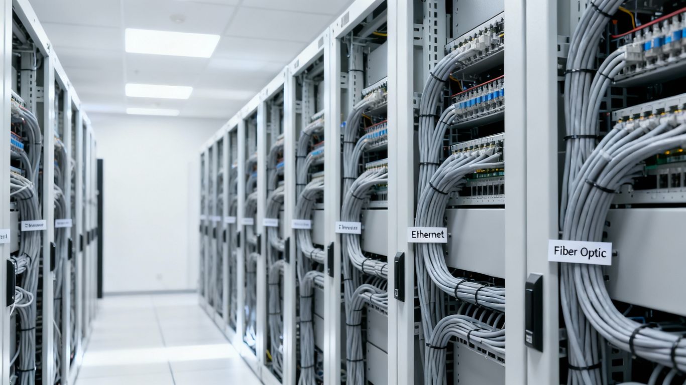 Structured cabling in a modern server room.