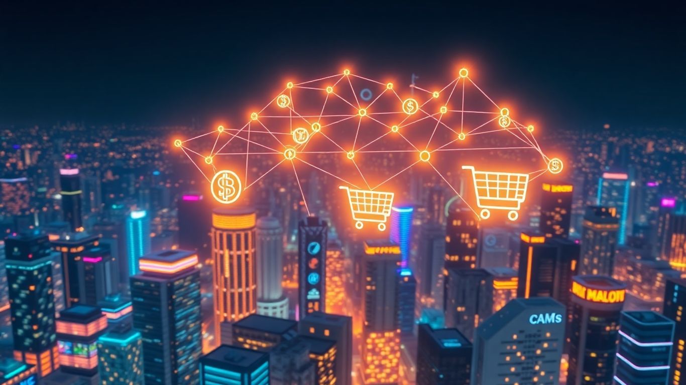 Blockchain technology integrated with e-commerce elements.