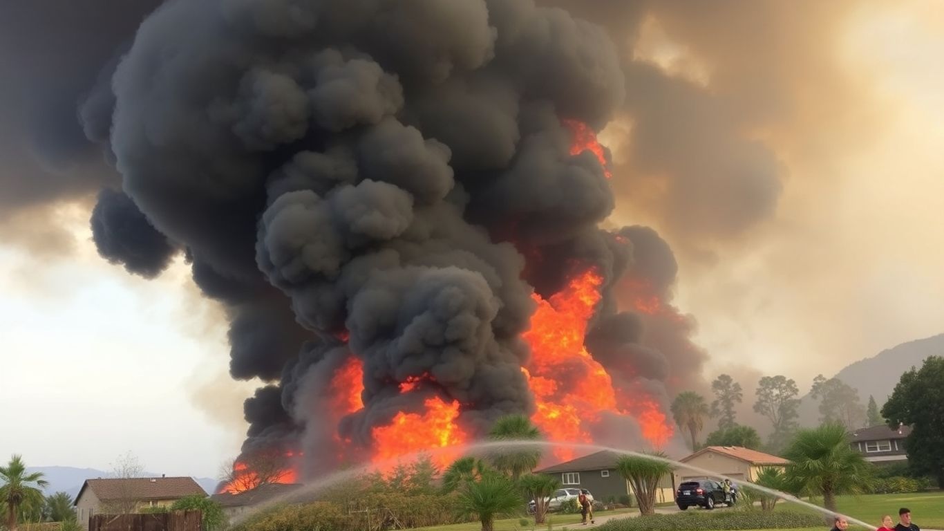 Incendie dévastateur à Villefranche, fumée et flammes.