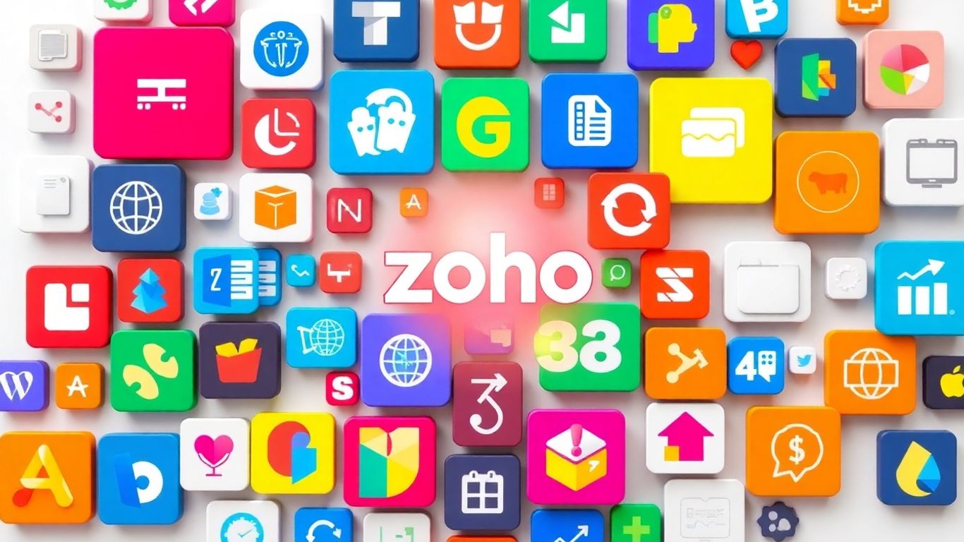 Zoho app icons collage