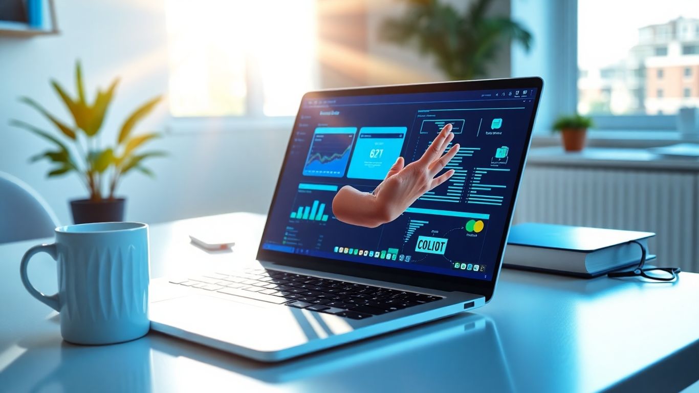 Laptop cu afaceri digitale și oportunități de investiții.