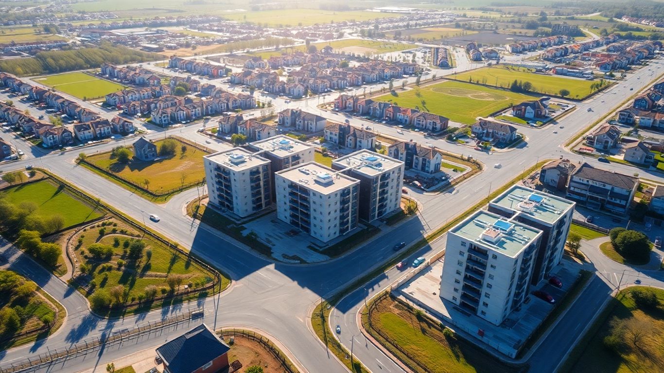 Dezvoltare imobiliară în zone periurbane cu infrastructură îmbunătățită.