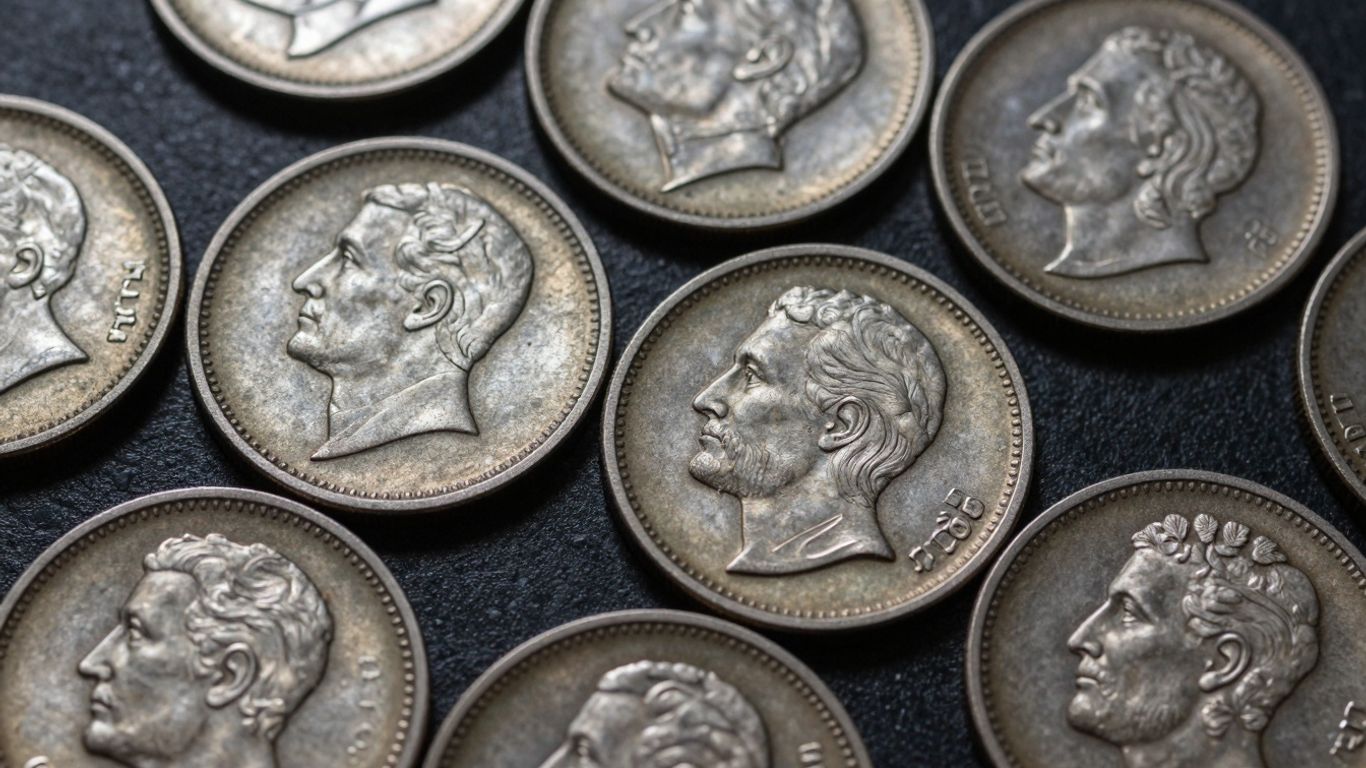 Close-up of rare coins with visible mint errors.